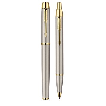 PARKER IM coffret cadeau Duo : Stylo bille et Stylo roller - métal brossé