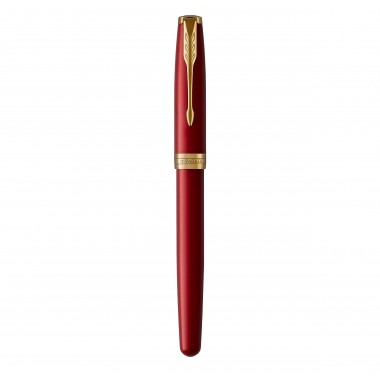 PARKER Sonnet Stylo roller, laque rouge, Recharge noire pointe fine, Coffret cadeau