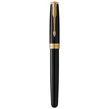 PARKER Sonnet Stylo roller, Noir, Recharge noire pointe fine, Coffret cadeau