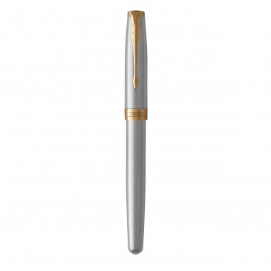 PARKER Sonnet Stylo roller - acier inoxydable - Recharge noire pointe fine - Coffret cadeau