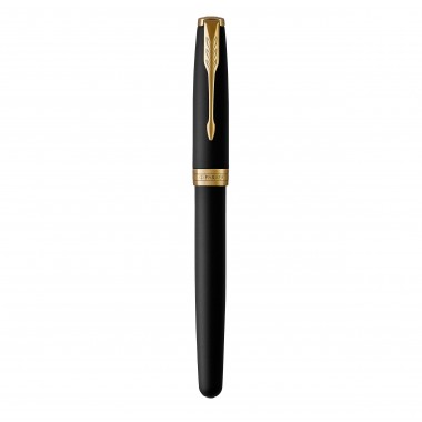 PARKER Sonnet Stylo roller noir mat, Recharge noire pointe fine, Coffret cadeau