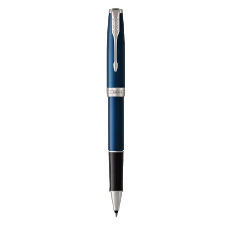 PARKER Sonnet Stylo roller - Bleu satiné - Recharge noire pointe fine - Coffret cadeau