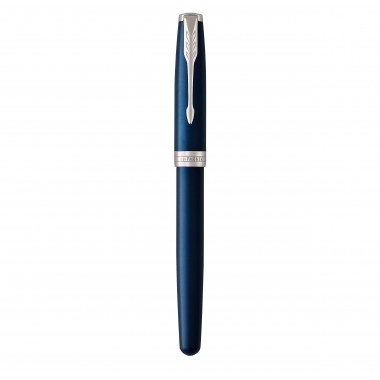 PARKER Sonnet Stylo roller, Bleu satiné, Recharge noire pointe fine, Coffret cadeau