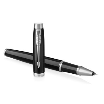 PARKER IM Stylo roller, laque noire, Recharge noire pointe fine, Coffret cadeau