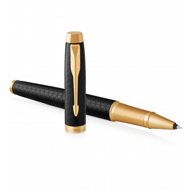 PARKER IM Premium Stylo roller, Noir, Recharge noire pointe fine, Coffret cadeau