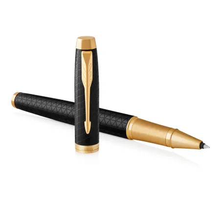 PARKER IM Premium Stylo roller, Noir, Recharge noire pointe fine, Coffret cadeau