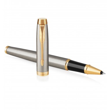 PARKER IM Stylo roller - métal brossé - Recharge noire pointe fine - Coffret cadeau