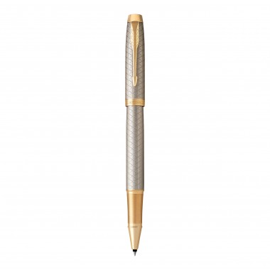 PARKER IM Premium Stylo roller - gris argenté - Recharge noire pointe fine - Coffret cadeau