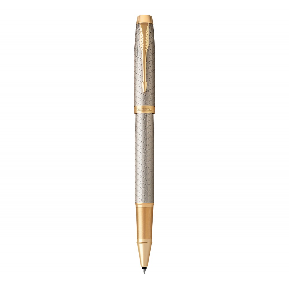 PARKER IM Premium Stylo roller, gris argenté, Recharge noire pointe fine,  Coffret cadeau