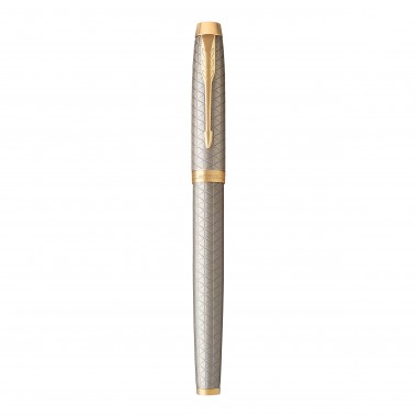 PARKER IM Premium Stylo roller - gris argenté - Recharge noire pointe fine - Coffret cadeau