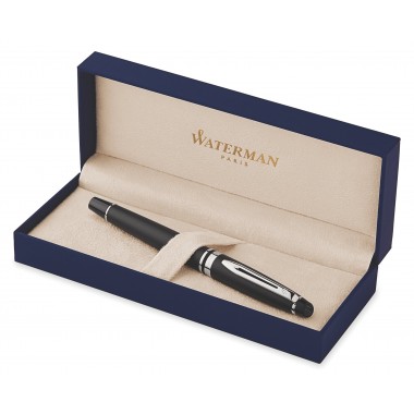 WATERMAN Stylo roller Expert - pointe fine - Noir mate - recharge noire pointe fine - Coffret cadeau