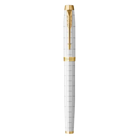 PARKER IM PREMIUM Stylo roller, Perle, Recharge noire pointe fine, Coffret cadeau