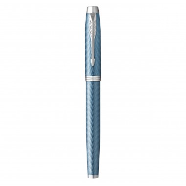 PARKER IM PREMIUM Stylo roller, Bleu gris, Recharge noire pointe fine, Coffret cadeau