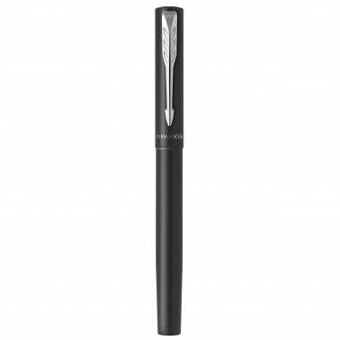 PARKER VECTOR XL Stylo roller, laque noire métallisée sur laiton, recharge noire pointe fine, Coffret cadeau