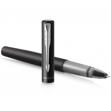 PARKER VECTOR XL Stylo roller - laque noire métallisée sur laiton - recharge noire pointe fine - Coffret cadeau