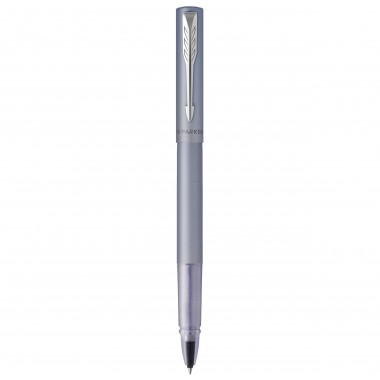 PARKER VECTOR XL Stylo roller - laque bleu-argent métallisée sur laiton - recharge noire pointe fine - Coffret cadeau