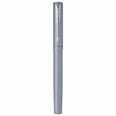 PARKER VECTOR XL Stylo roller, laque bleu-argent métallisée sur laiton, recharge noire pointe fine, Coffret cadeau