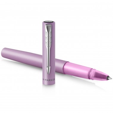 PARKER VECTOR XL Stylo roller, laque lilas métallisée sur laiton, recharge noire pointe fine, Coffret cadeau