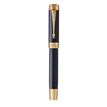 PARKER Duofold Prestige Centennial Stylo plume, Chevron Bleu, Plume fine en or 18K, Coffret cadeau