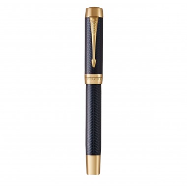 PARKER Duofold Prestige Centennial Stylo plume - Chevron Bleu - Plume moyenne en or 18K - Coffret cadeau