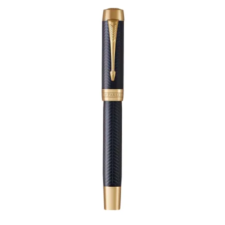 PARKER Duofold Prestige Centennial Stylo plume, Chevron Bleu, Plume moyenne en or 18K, Coffret cadeau