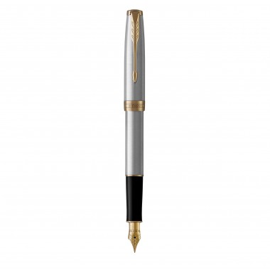 PARKER Sonnet Stylo plume - acier inoxydable - Plume fine - encre noire - Coffret cadeau