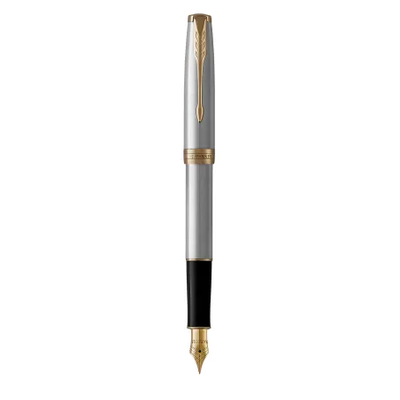 PARKER Sonnet Stylo plume - acier inoxydable - Plume moyenne - encre noire - Coffret cadeau