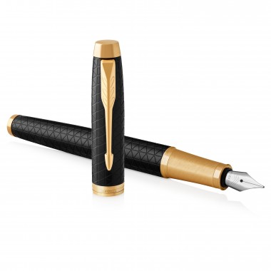 PARKER IM Premium Stylo plume - Noir - plume fine - encre bleue - Coffret cadeau