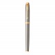 PARKER IM Stylo plume, métal brossé, plume fine, encre bleue, Coffret cadeau