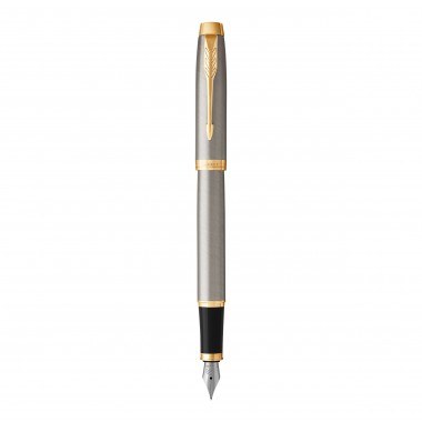 PARKER IM Stylo plume - métal brossé - plume moyenne - encre bleue - Coffret cadeau