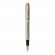 PARKER IM Stylo plume - métal brossé - plume moyenne - encre bleue - Coffret cadeau