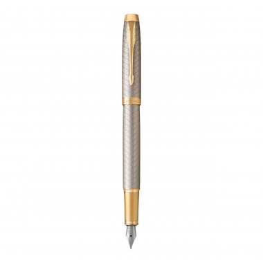 PARKER IM Premium Stylo plume - gris argenté - plume fine - encre bleue - Coffret cadeau