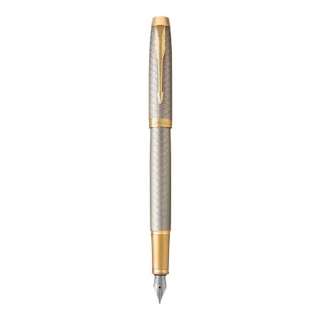 PARKER IM Premium Stylo plume - gris argenté - plume fine - encre bleue - Coffret cadeau