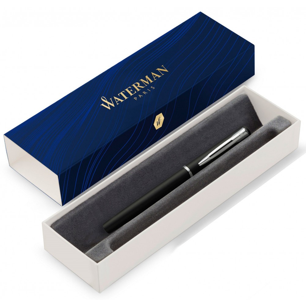 WATERMAN Graduate Allure Stylo plume, laque noire satinée, plume fine,  cartouche encre bleu, Coffret cadeau