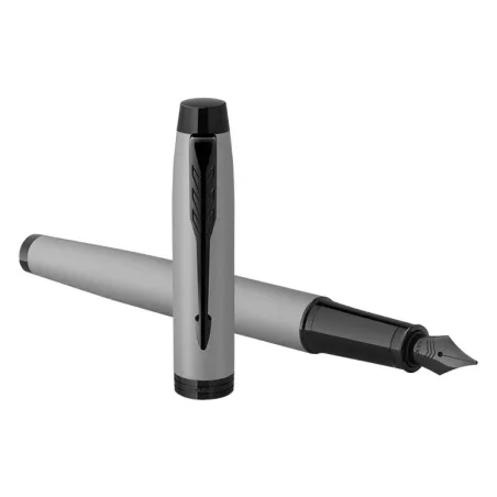 PARKER IM Monochrome Stylo plume, Gris mat, Plume moyenne, encre bleue, Coffret cadeau