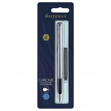 WATERMAN Graduate Allure Stylo plume - métal brossé - plume fine - encre bleue - sous blister