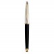 WATERMAN Carène Deluxe Stylo plume, Noir brillant et plaqué argent, plume fine 18K, Coffret cadeau