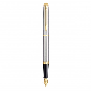 WATERMAN Hemisphere Stylo plume - acier inoxydable - plume fine - encre bleue - Coffret cadeau