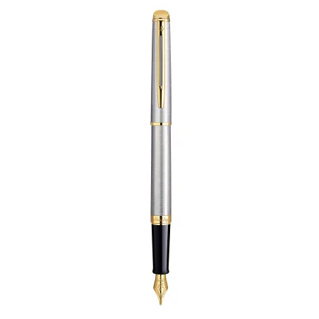 WATERMAN Hemisphere Stylo plume - acier inoxydable - plume fine - encre bleue - Coffret cadeau
