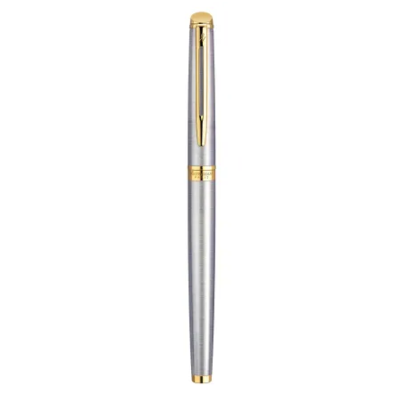 WATERMAN Hemisphere Stylo plume, acier inoxydable, plume moyenne, encre bleue, Coffret cadeau