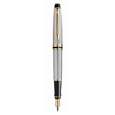 WATERMAN Expert Stylo plume - Acier Inoxydable - plume fine - cartouche encre bleue - Coffret cadeau