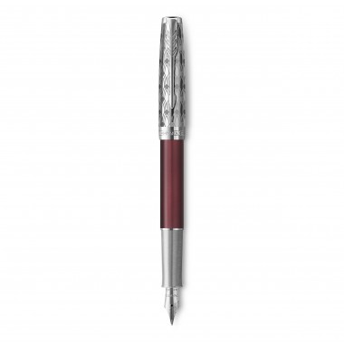 PARKER Sonnet Premium - Stylo plume - Métal et Laque Rouge - Plume moyenne 18k - Coffret cadeau