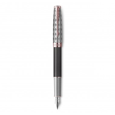 PARKER Sonnet Premium - Stylo plume - Métal et Laque Grise - Plume fine 18k - Coffret cadeau