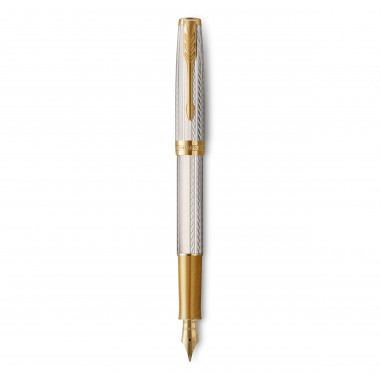 PARKER Sonnet Premium - Stylo plume - Argent Mistral (Argent massif) - Plume fine 18k - Coffret cadeau