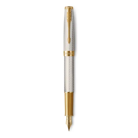 PARKER Sonnet Premium - Stylo plume - Argent Mistral (Argent massif) - Plume fine 18k - Coffret cadeau