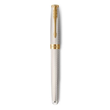 PARKER Sonnet Premium, Stylo plume, Argent Mistral (Argent massif), Plume fine 18k, Coffret cadeau