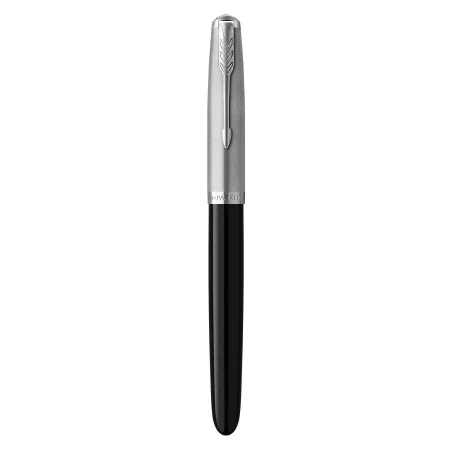 PARKER 51 Stylo Plume, Corps Résine Noire + Capuchon inox poli, Plume fine, Coffret cadeau