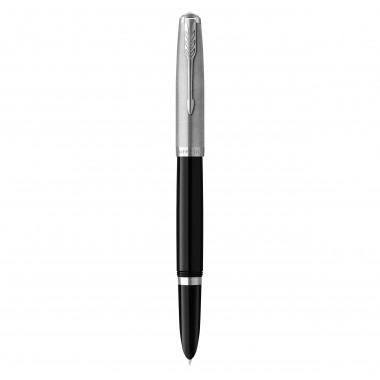 PARKER 51 Stylo Plume - Corps Résine Noire + Capuchon inox poli - Plume moyenne - Coffret cadeau
