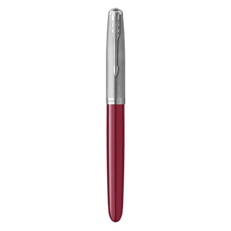 PARKER 51 Stylo Plume, Corps Résine Bordeau + Capuchon inox poli, Plume moyenne, Coffret cadeau