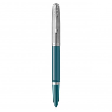 PARKER 51 Stylo Plume - Corps Résine Bleu canard + Capuchon inox poli - Plume fine - Coffret cadeau